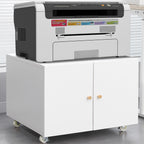 White Steel 2-Door Copier Cabinet with Mobile Pedestal and Printer Stand - Grand Goldman