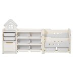 Kids Toy Storage with Bookshelf, 4-Tier Toy Storage Organizer with 10 Movable Plastic Bins, Kids Cubby Cabinet with Bookshelf