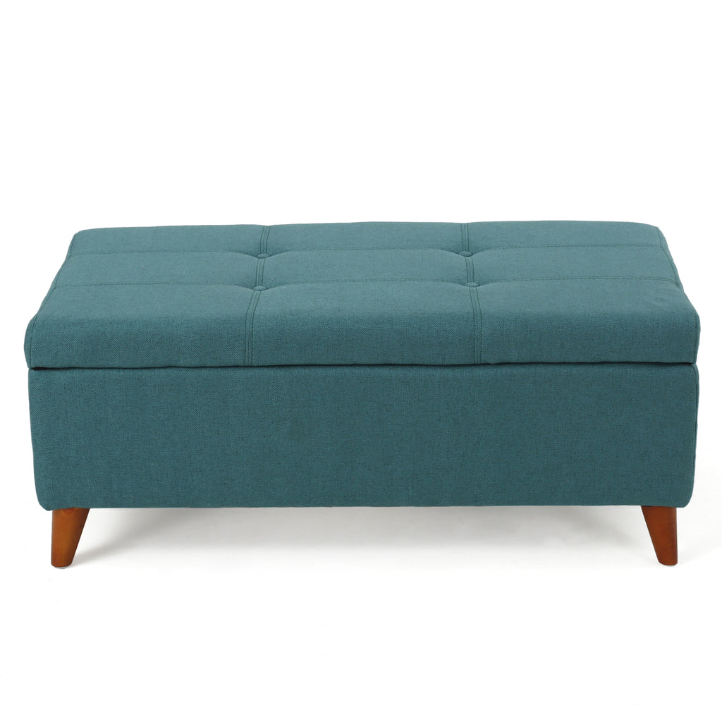 Home Decor, Tufted Ainsley Button Storage Ottoman Bench with Hinged Lid, Ottoman Bench with Storage for Living Room & Bedroom, Solid wood leg - Grand Goldman Shop