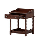 Retro Style Nightstand with Drawer and Open Shelf for Bedroom, Bedside Table with Turned Legs and Metal Handle,Walnut - Grand Goldman Shop