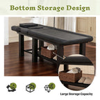 Spa Salon Massage Table with Bottom Storage, Adjustable Backrest (0-15°) & Detachable Headrest, High-Resiliency Waterproof Cu