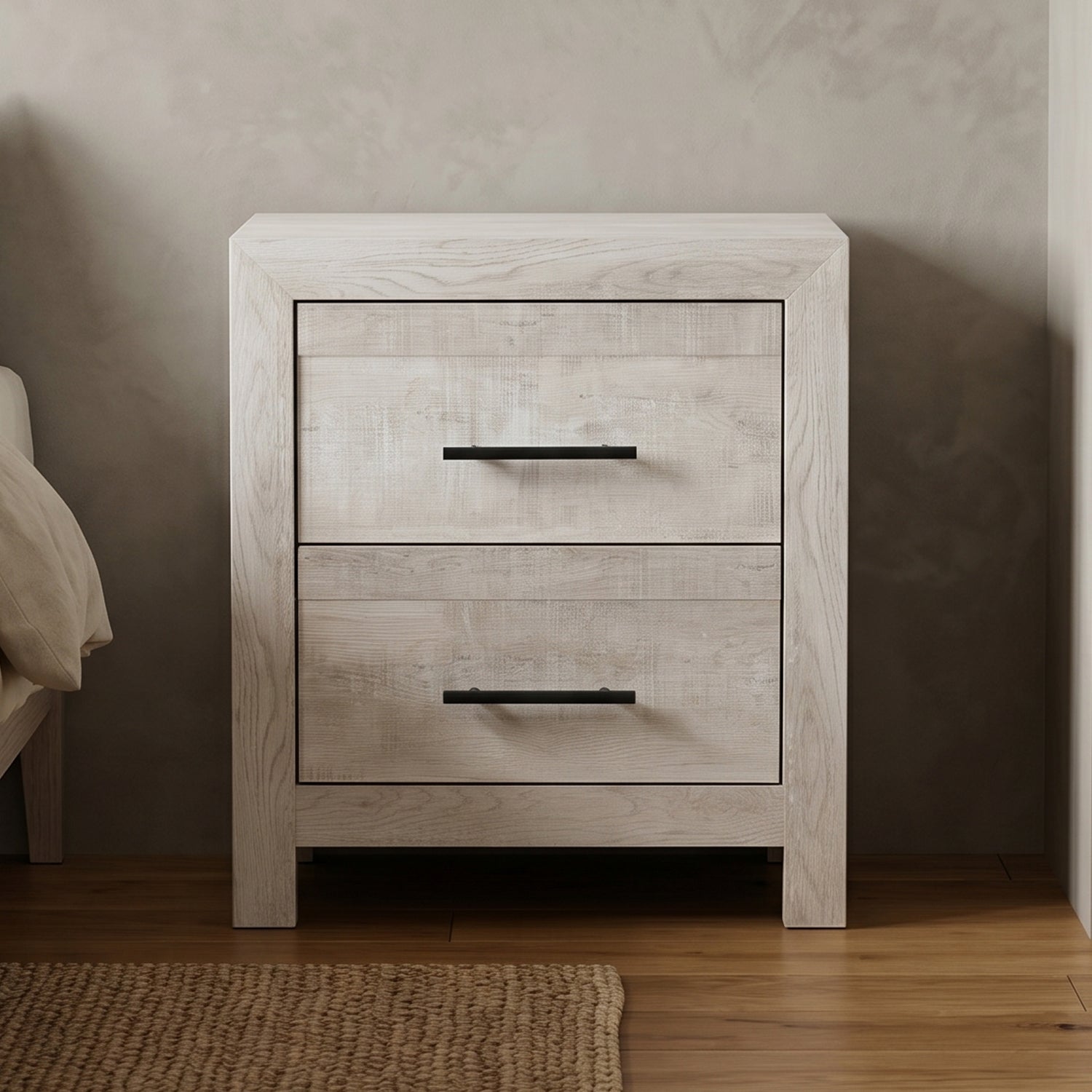 DENVER Modern Queen 4-Piece Bedroom Set with Bed, Dresser, Mirror and Nightstand, Natural Finish, Contemporary Storage Furniture Set - Grand Goldman Shop