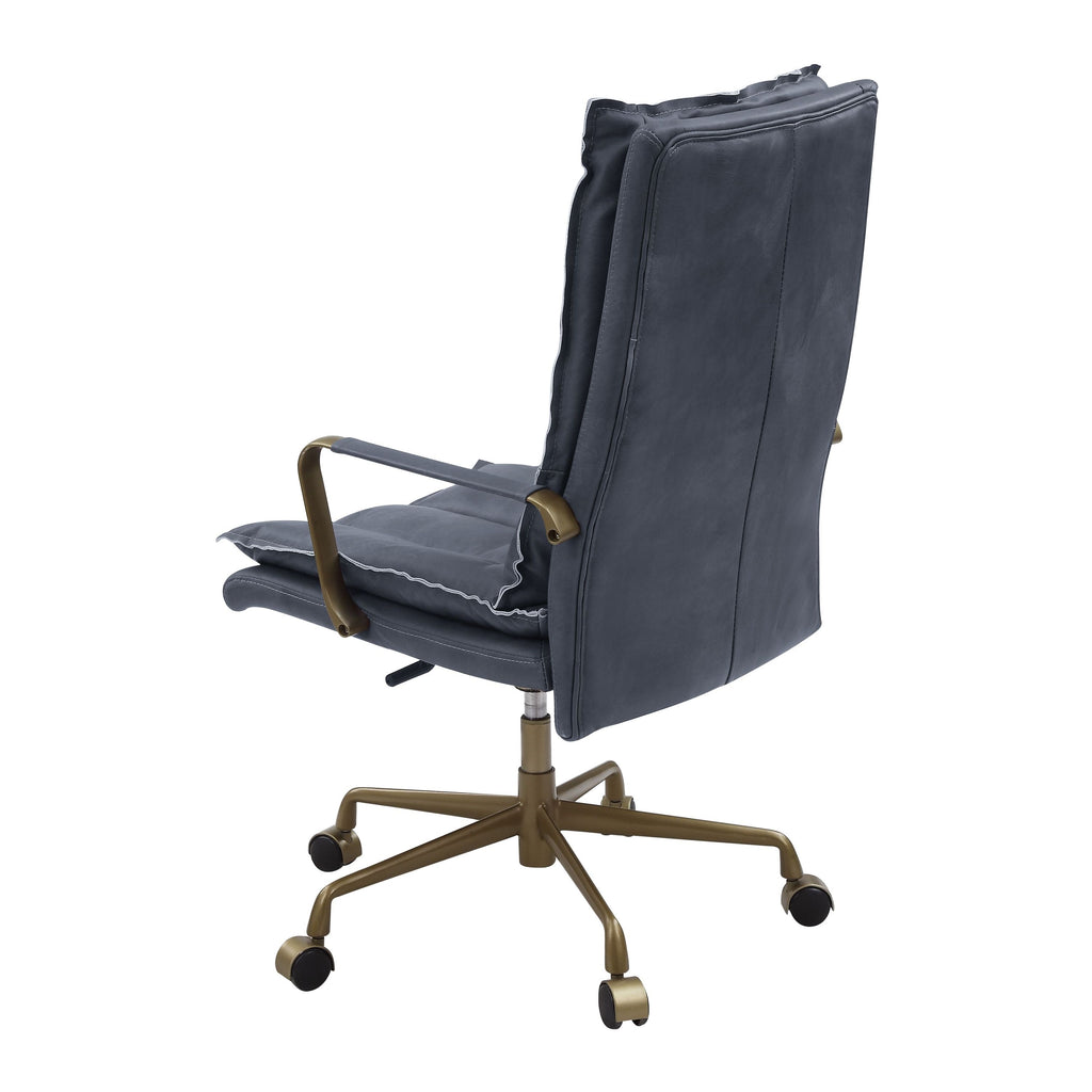 Tinzud Gray Leather Office Chair - Grand Goldman
