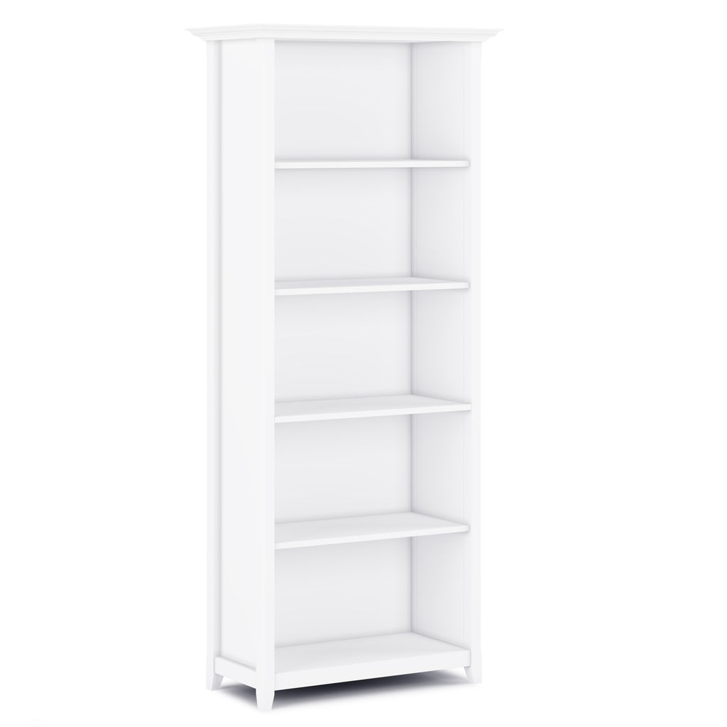 Amherst 30 inch Solid Wood 5 Shelf Bookcase in White | Premium Home Decor - Grand Goldman