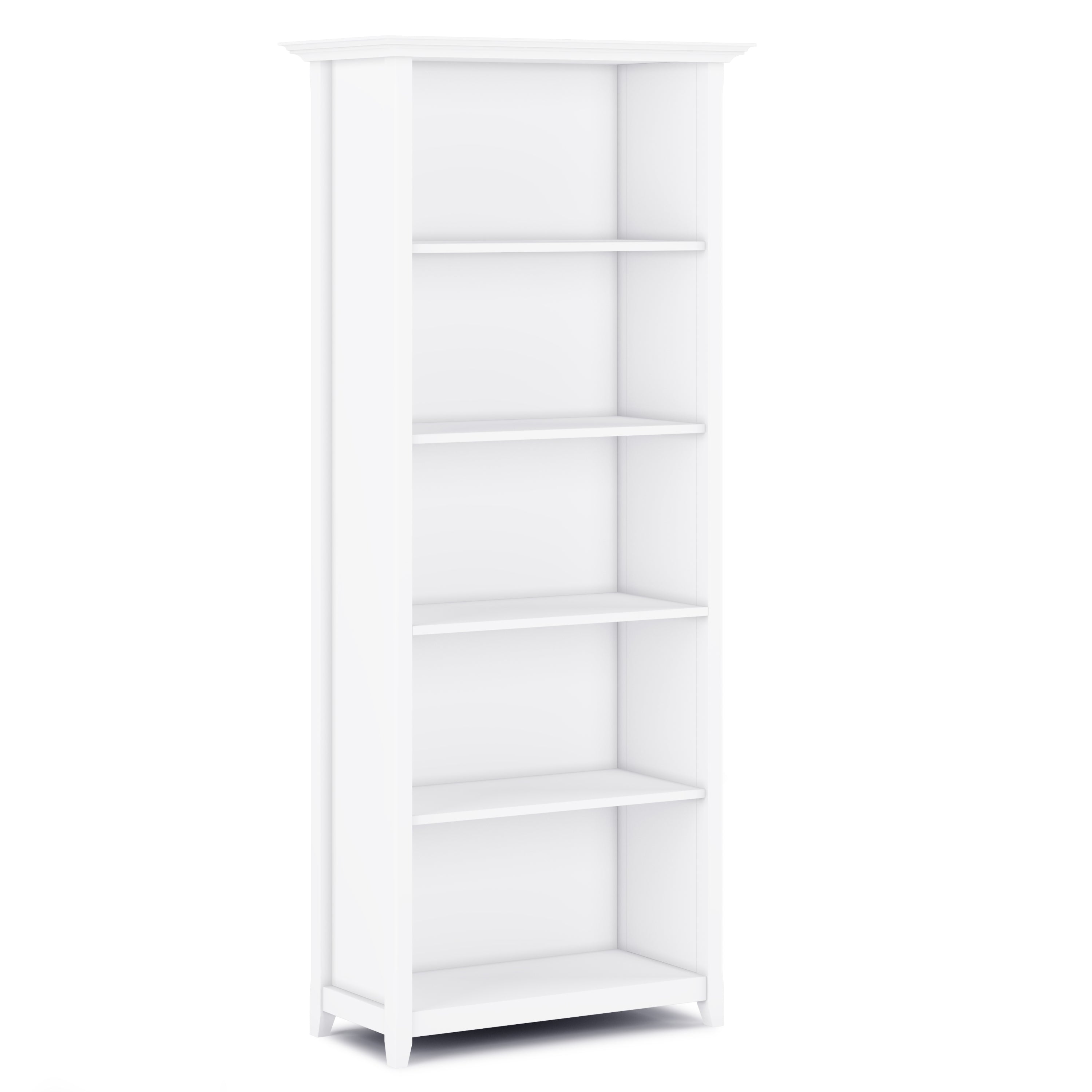 Amherst 30 inch Solid Wood 5 Shelf Bookcase in White | Premium Home Decor - Grand Goldman