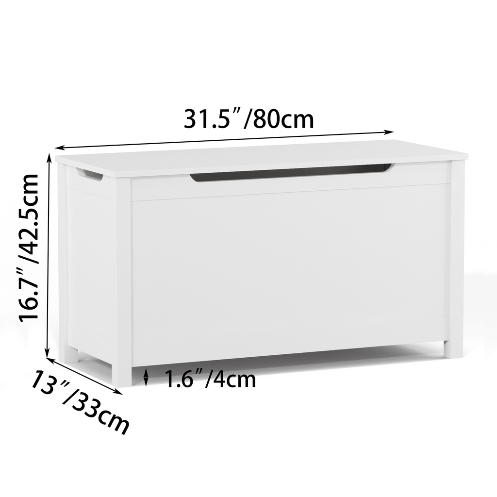 Kids Wooden Toy Box Storage with Safety Hinged Lid for Ages 2+ (White) | Premium Home Decor - Grand Goldman