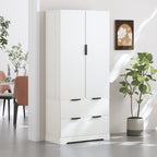 72' Modern Fluted Kitchen Pantry Cabinet with 2 Large Drawers & 8-Door Spice Rack, White MDF Freestanding Storage Organizer for Bathroom, Dining Room, Office, Entryway - Grand Goldman Shop