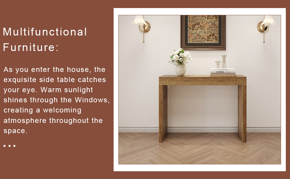 Elegant Natural Wood Grain Bar Table-50 Inches Long, a Practical Choice for Modern Homes.Wood Grain Texture Sticker,Equipped With Two Drawers.Serving As A Bar Table Or A Desk. - Grand Goldman Shop