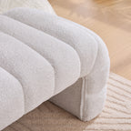 Modern Upholstered Armless Bed Bench, Channel Tufted Couch Daybed Chaise, Ivory Chenille, 69.7' Wide - Grand Goldman Shop