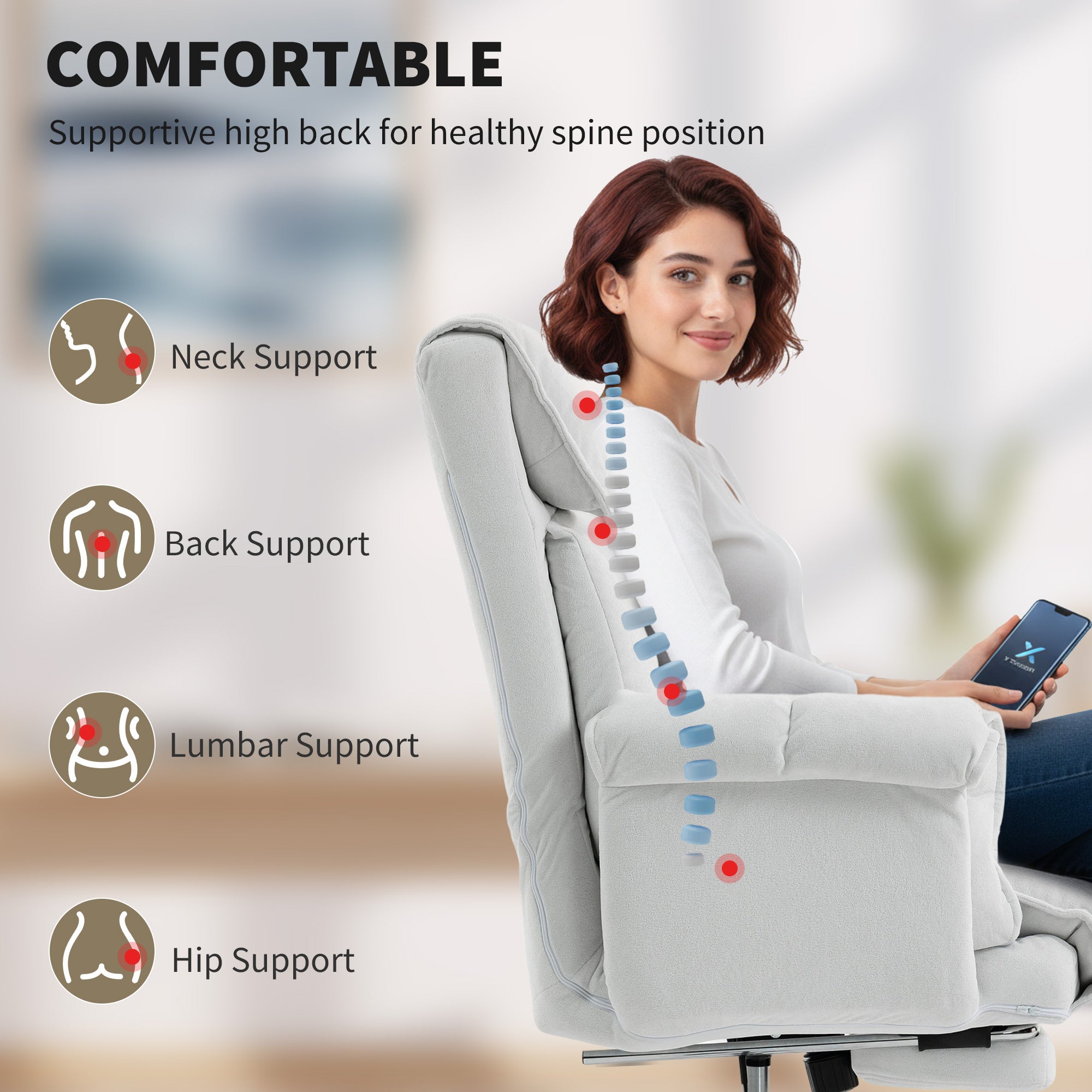 HOMCOM High Back Office Chair, Reclining Desk Chair with Footrest, Thick Cushion, High Resilience Foam, Adjustable Height, Ro