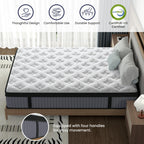 14 Inch Hybrid Mattress King – Memory Foam & Pocket Spring Bed – Cooling, Pressure Relief, Back & Hip Support - Grand Goldman Shop