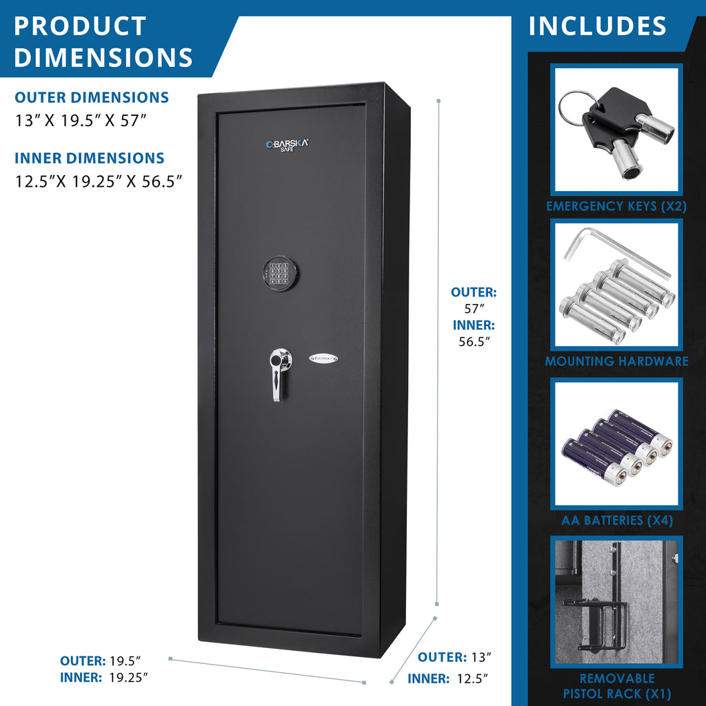 Black Steel 7.87 Cubic Ft Keypad Rifle Safe with Advanced Locking Mechanism - Grand Goldman