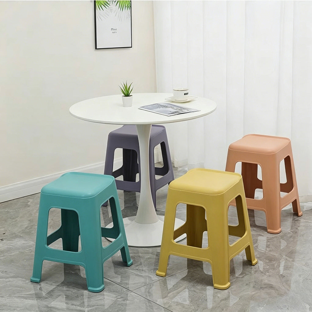 5 Pack Stackable Classroom Stools, 18.8' Height Colorful Nesting Plastic Stool, Portable Backless Chairs Flexible Seating for