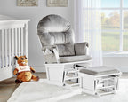 Madison Glider and Ottoman White Wood and Gray Fabric - Grand Goldman