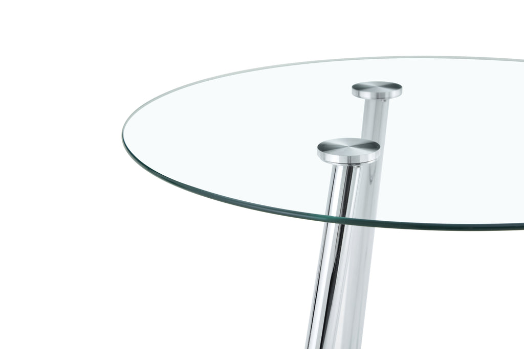36 Inch Height Bar Table, 34 Inch Round Tempered Glass Top Pub Table with Chrome-Plated Silver Metal Legs, Modern Bistro Table for Kitchen Island/Bar/Cafe - Grand Goldman Shop