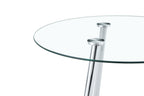 36 Inch Height Bar Table, 34 Inch Round Tempered Glass Top Pub Table with Chrome-Plated Silver Metal Legs, Modern Bistro Table for Kitchen Island/Bar/Cafe - Grand Goldman Shop