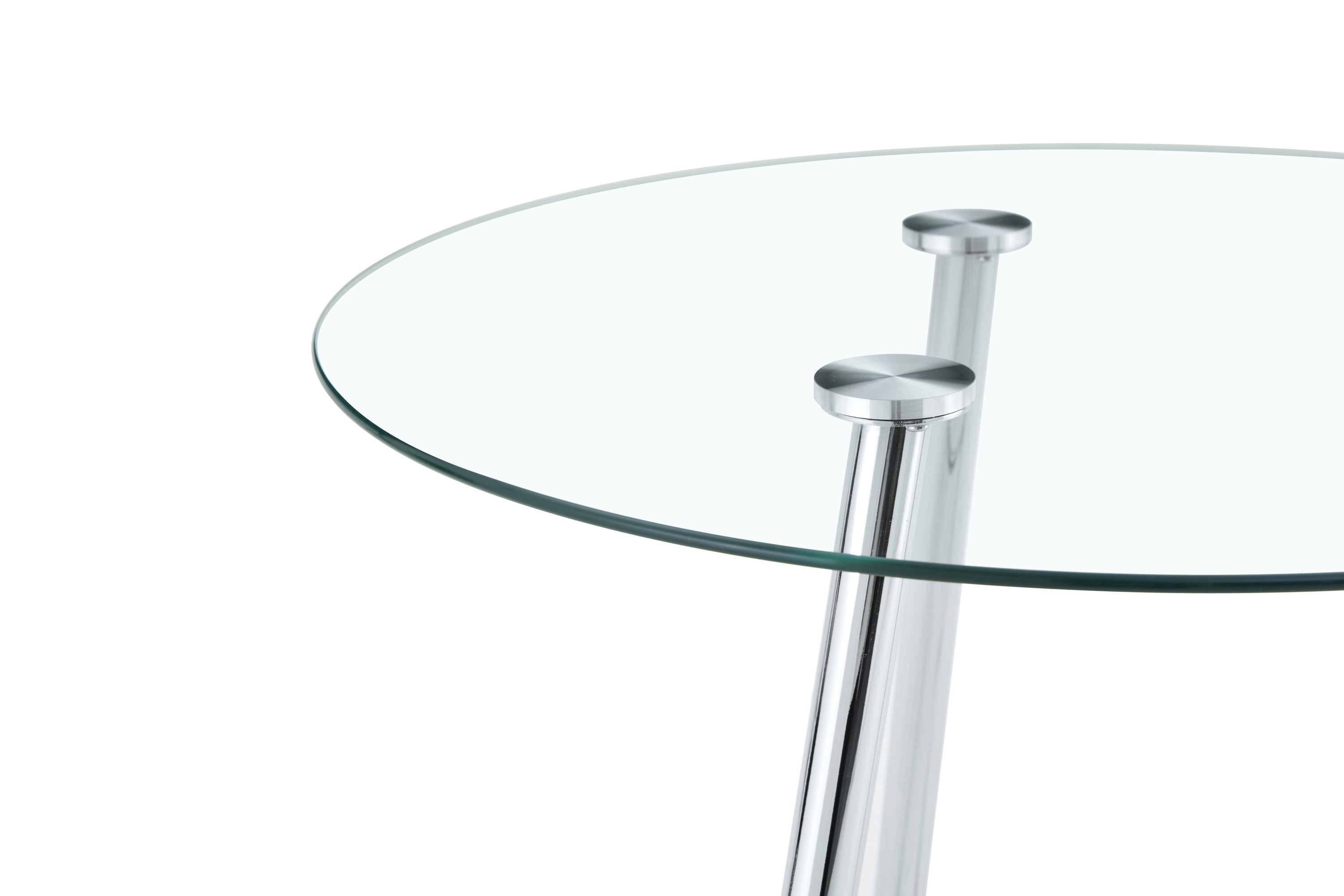 36 Inch Height Bar Table, 34 Inch Round Tempered Glass Top Pub Table with Chrome-Plated Silver Metal Legs, Modern Bistro Table for Kitchen Island/Bar/Cafe - Grand Goldman Shop