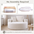 Round Sofa Bed with Memory Foam Sectional Couches for Living Room, Cloud Couch with three pillows, White - Grand Goldman Shop