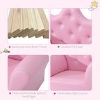 Kids Sofa Set, Children's Upholstered Sofa with Footstool, Princess Sofa with Diamond Decorations, Baby Sofa Chair for Toddle