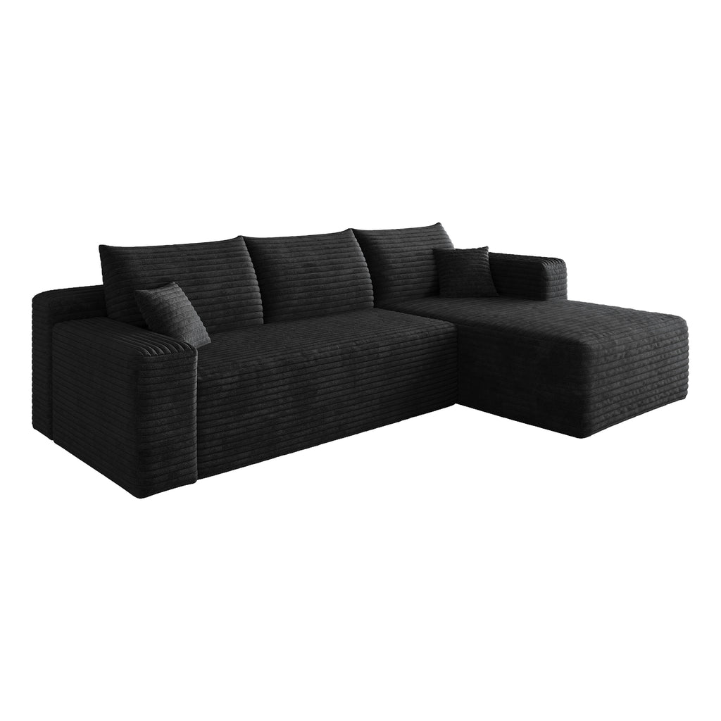 95' Cloud Sectional Sofa,Modern Minimalist Upholstered Couches, Comfort U Shaped Sofa for Living Room,Deep Seat Corner Couch,No Assembly Required,Black (Plush Corduroy Fabric) - Grand Goldman Shop