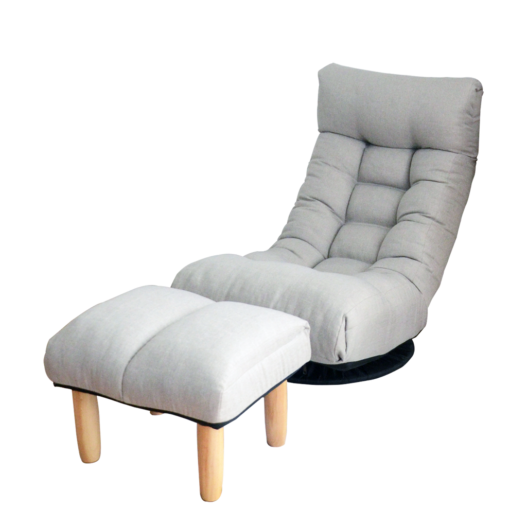 Japanese-Style  Gray with Metal Frame Adjustable Reclining Floor Chair – Tatami Lazy Sofa for Balcony or Bedroom - Grand Goldman Shop