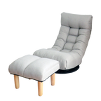 Japanese-Style  Gray with Metal Frame Adjustable Reclining Floor Chair – Tatami Lazy Sofa for Balcony or Bedroom - Grand Goldman Shop