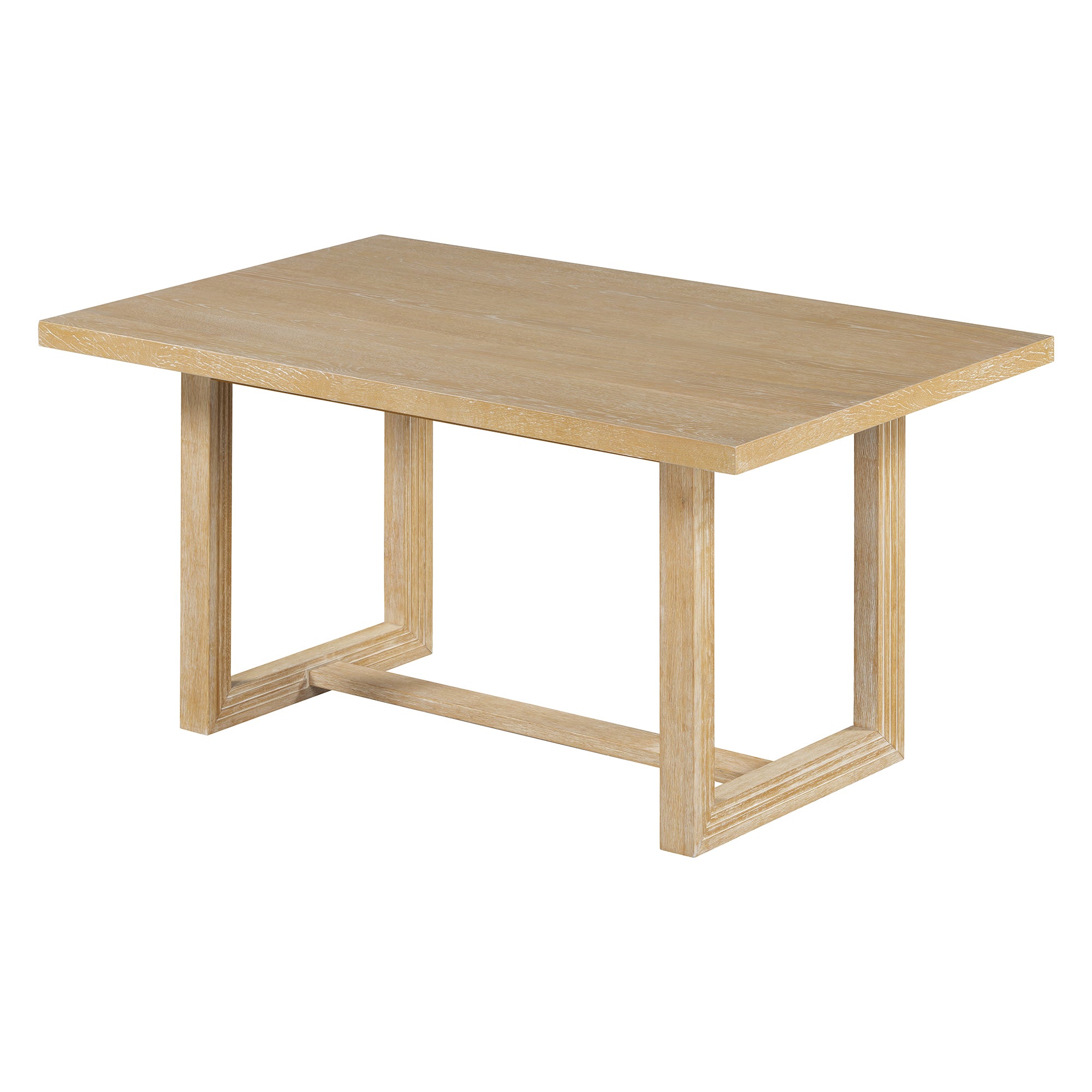 TREXM 6-Piece Retro Dining Table Set for 6, 60' Wood Kitchen Table and Chairs Set of 4 with Bench Designed Trestle Base for kitchen & Dining Room (Natural) - Grand Goldman Shop