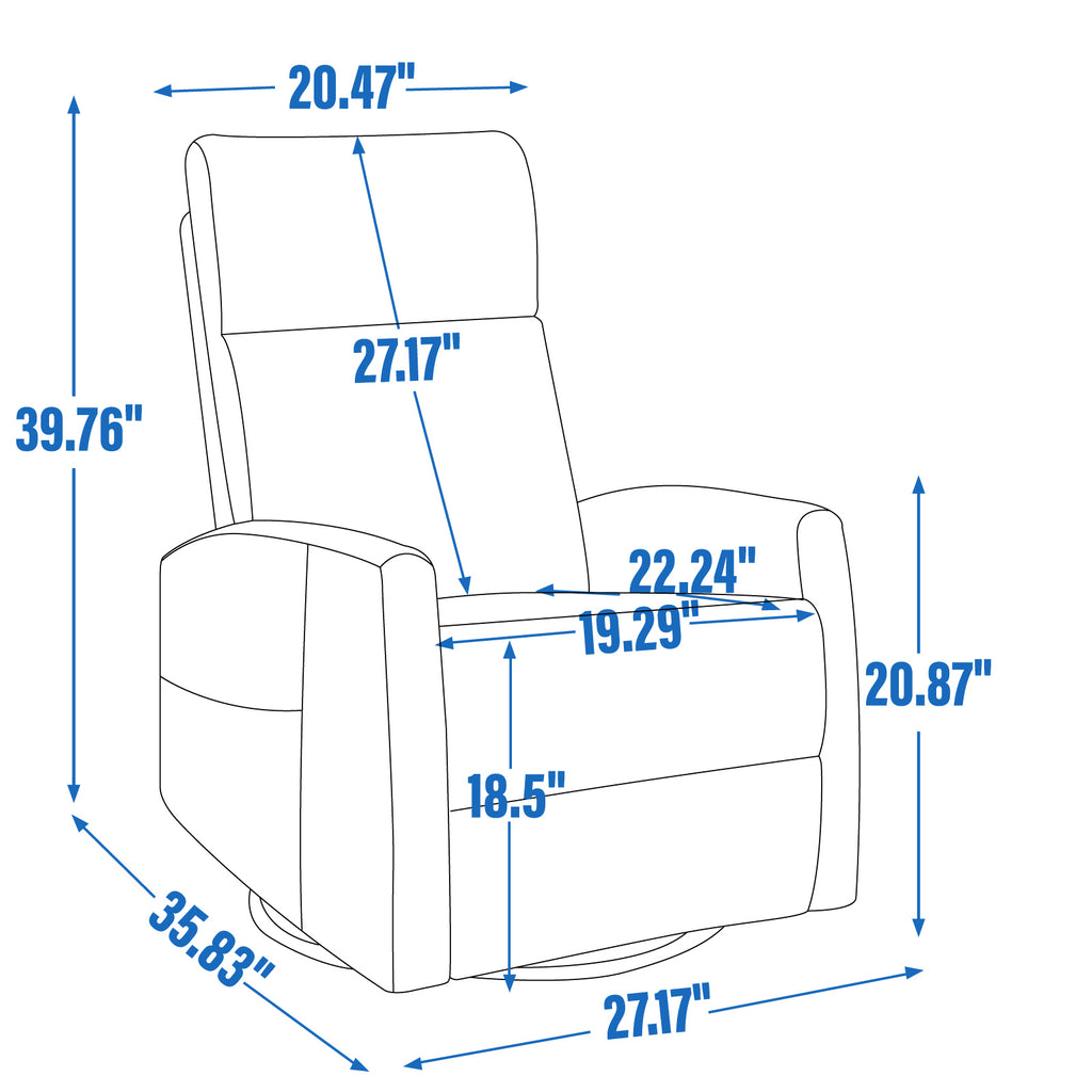 Heat Massage Manual Recliner Chair with Rocker and Swivel in Fabric for Living Room, Brown - Grand Goldman Shop