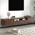 Mid Century TV Stand with 2 Drawers in Dark Brown, Media Console Table for TVs up to 85'', Made of Particle Board and MDF, 78.7'' x 15.7'' x 17.7'' - Grand Goldman Shop