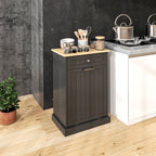 HOMCOM Kitchen Tilt Out Trash Bin Cabinet Free Standing Recycling Cabinet Trash Can Holder With Drawer, Black - Grand Goldman Shop