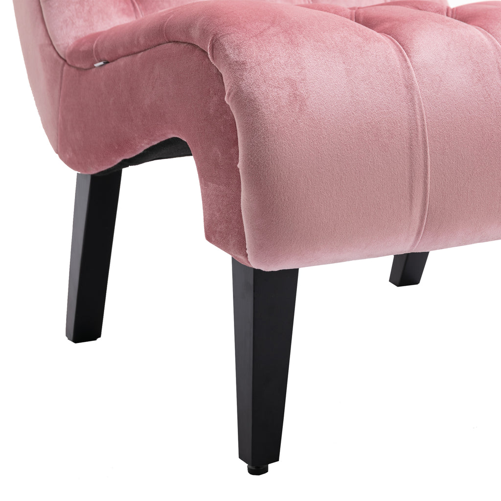 COOLMORE Modern Velvet Armless Accent Living Room Chair / Leisure Chair,Upholstered Fabric Button Comfortable Chair with Wooden Legs for Bedroom, Living Room, Office (Pink Velvet) - Grand Goldman Shop