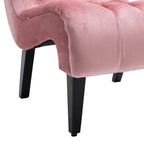 COOLMORE Modern Velvet Armless Accent Living Room Chair / Leisure Chair,Upholstered Fabric Button Comfortable Chair with Wooden Legs for Bedroom, Living Room, Office (Pink Velvet) - Grand Goldman Shop