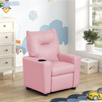 PVC Fabric Kids Recliner Chair with Cupholder, Pink | Premium Home Decor - Grand Goldman