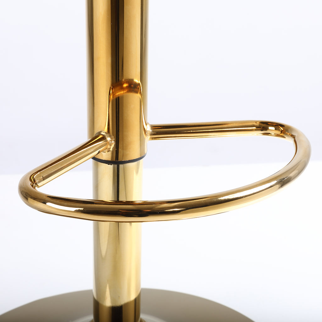 Off-White Velvet Bar Chair, Pure Gold Plated, Unique Design, 360-Degree Rotation, Adjustable Height, Suitable for Dining Room and Bar, Set of 2 - Grand Goldman Shop