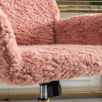 A&A Furniture Office Chair,Artificial rabbit hair Home Office Chair with Golden Metal Base,Adjustable Desk Chair Swivel Offic