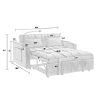 55.51 inch versatile foldable sofa bed in 3 lengths, modern sofa sofa sofa velvet pull-out bed, adjustable back and with USB port and ashtray and swivel phone stand (Grey) - Grand Goldman Shop