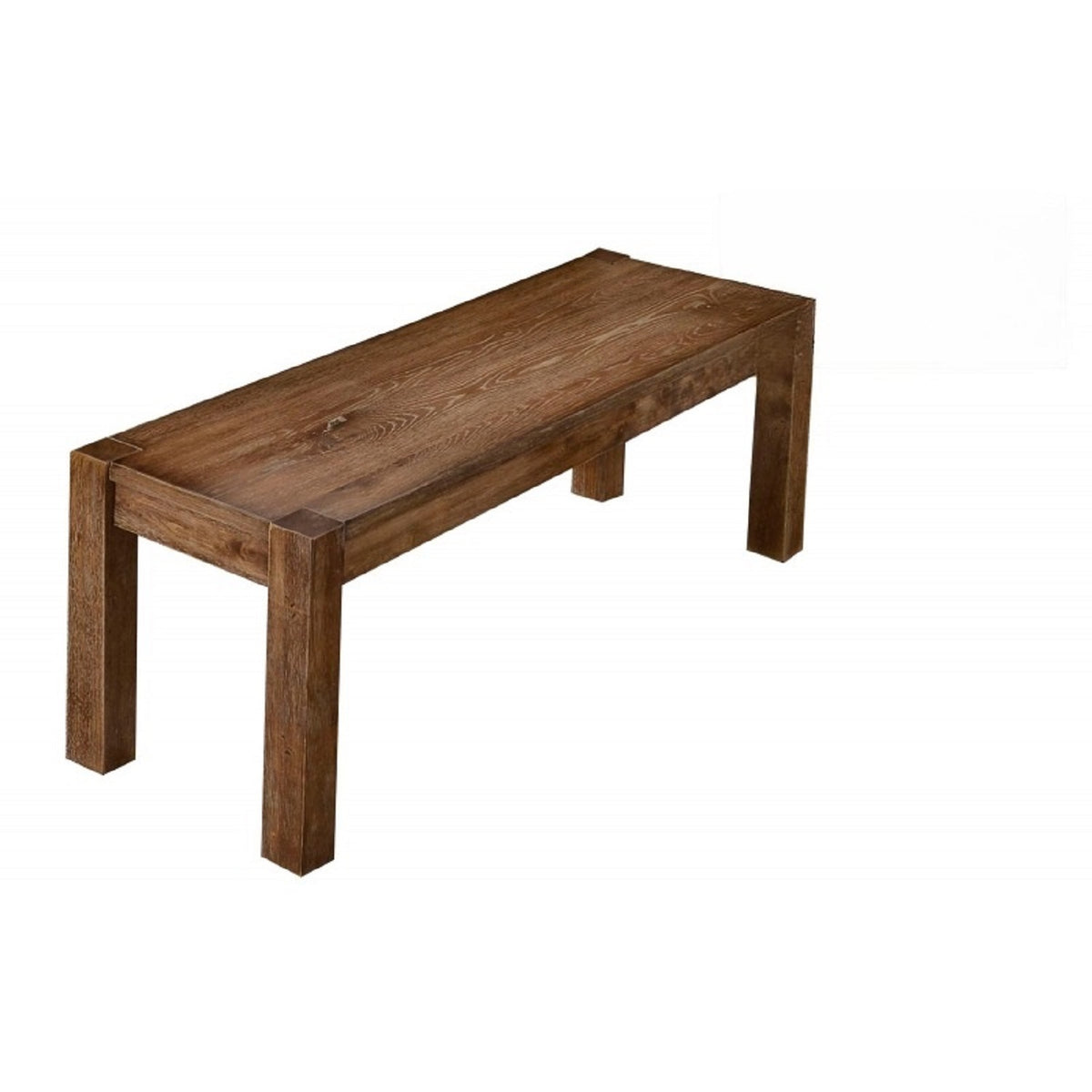 Transitional Wood Dining Bench in Driftwood Finish, Natural Oak Style, 48-Inch Entryway Bench for Dining Room or Arts & Crafts Space - Grand Goldman Shop