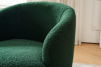 Teddy Fabric Swivel Accent Armchair Barrel Chair With Black Powder Coating Metal Ring,Dark Green - Grand Goldman Shop