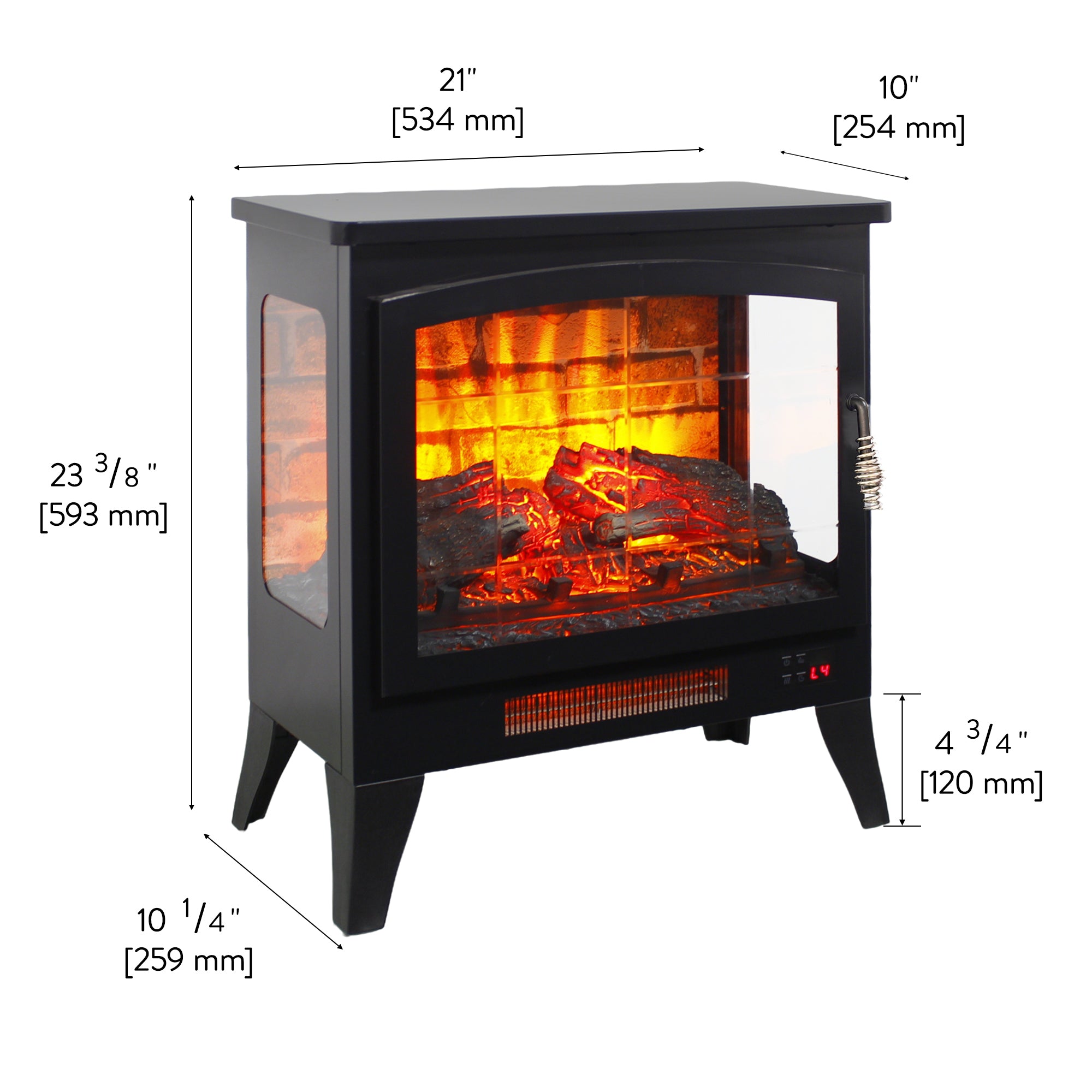 21 inchThree-sided Freestanding Electric Fireplace Stove heater with 3D Flame effect with remote control - Grand Goldman Shop