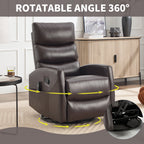 Heat Massage Manual Recliner Chair with Rocker and Swivel in Fabric for Living Room, Brown - Grand Goldman Shop