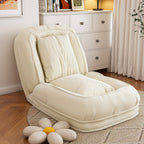 Upholstered Foldable Lazy Sofa Bed for Adults and Pets, Adjustable Recliner with 5 Positions, Off White Corduroy, 70.87 x 37.40 x 11.02 inches - Grand Goldman Shop