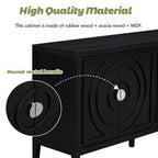 TREXM Retro Sideboard door with Circular Groove Design Round Metal Door Handle for Entrance, Dinning Room, Living Room (Black) - Grand Goldman Shop