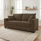 69-inch Two-Seater Sofa with Textured Fabric, Comfortable Upholstered Couch in , Wood and Fabric Frame with Sturdy Plastic Legs for Living Room, Apartment, Office - Grand Goldman Shop
