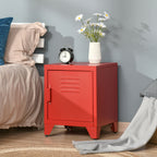 HOMCOM Industrial End Table, Living Room Side Table with Locker-Style Door and Adjustable Shelf, Red - Grand Goldman Shop