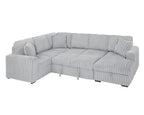 122 Inch Pull Out Couch, Rabbit plush Fabric Sofa Bed with USB Ports & Comfy Upholstered, Oversized U Shape Sectional Sleeper Sofa Bed with Storage Chaise, Grey - Grand Goldman Shop