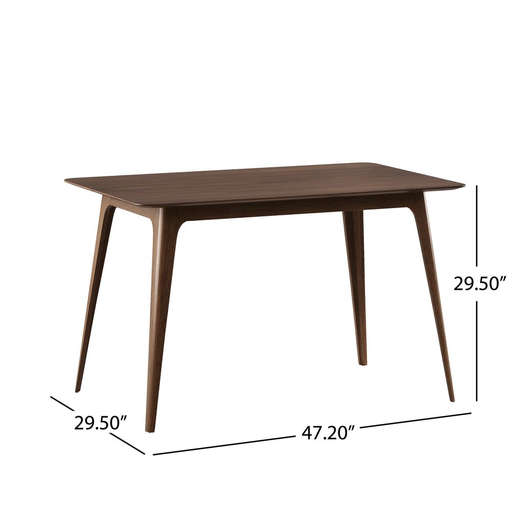 Mid-Century Modern Dining Table with Walnut Rubberwood Legs and Faux Wood Top, 47.20' W x 29.50' D x 29.50' H - Grand Goldman Shop