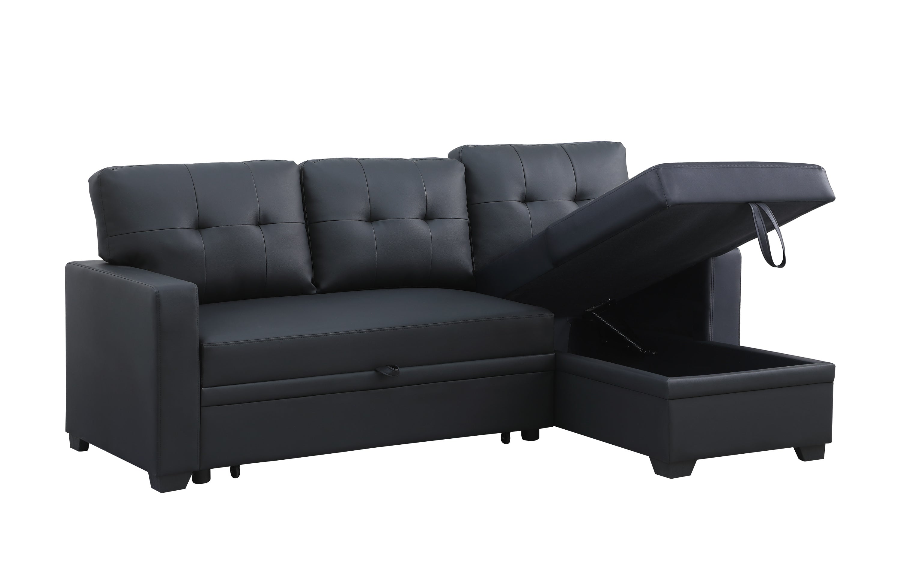 Upholstered Pull out Sectional Sofa with Chaise - Grand Goldman Shop