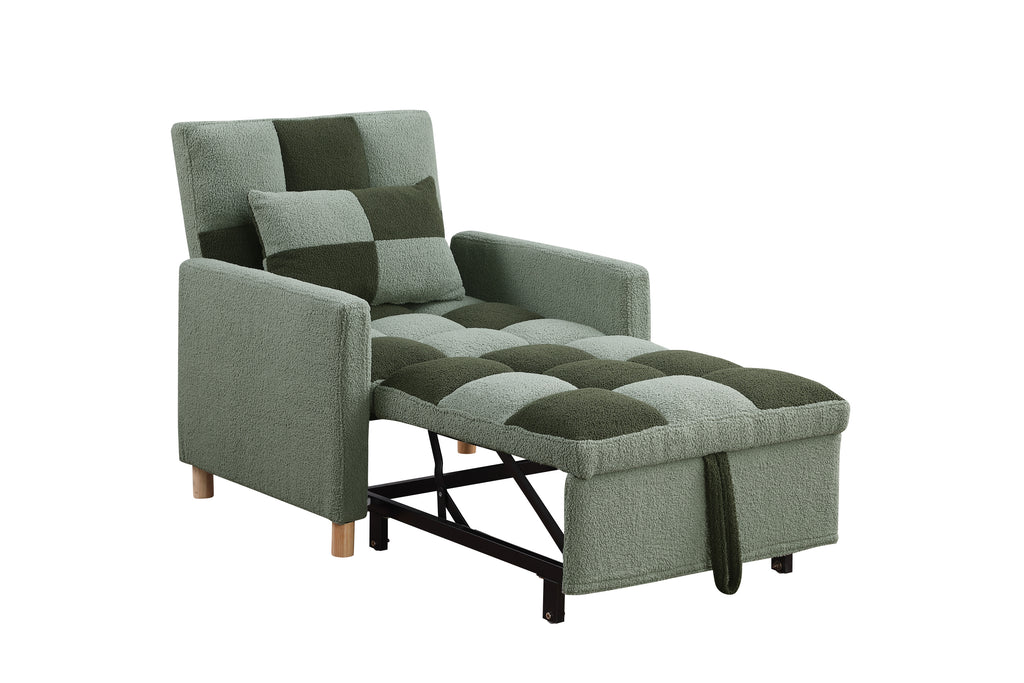 Convertible Sleeper Sofa Chair Bed, Adjustable Chair with Pillow, Multi-Functional Sleeper Chair with Soft Teddy Fabric for Living Room, Dorm, Apartment, Bedroom or Office - Grand Goldman Shop