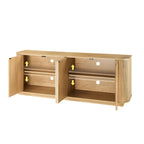 Sideboard Storage Cabinet TV Stand with wave pattern Buffet Cabinet Wooden Vertical Striped Cabinet for Kitchen/Bedroom/Entryway. Natural, 64''W x 15''D x 24''H. - Grand Goldman Shop