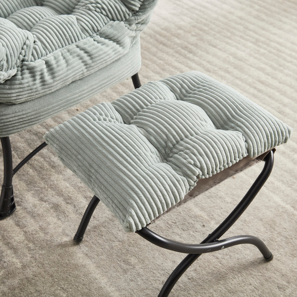 Lazy Chair with Ottoman, Modern Lounge Accent Chair with Armrests and a Side Pocket, Leisure Upholstered Sofa Chair Reading Chair with Footrest for Small Space, Corner Chair-Light green - Grand Goldman Shop